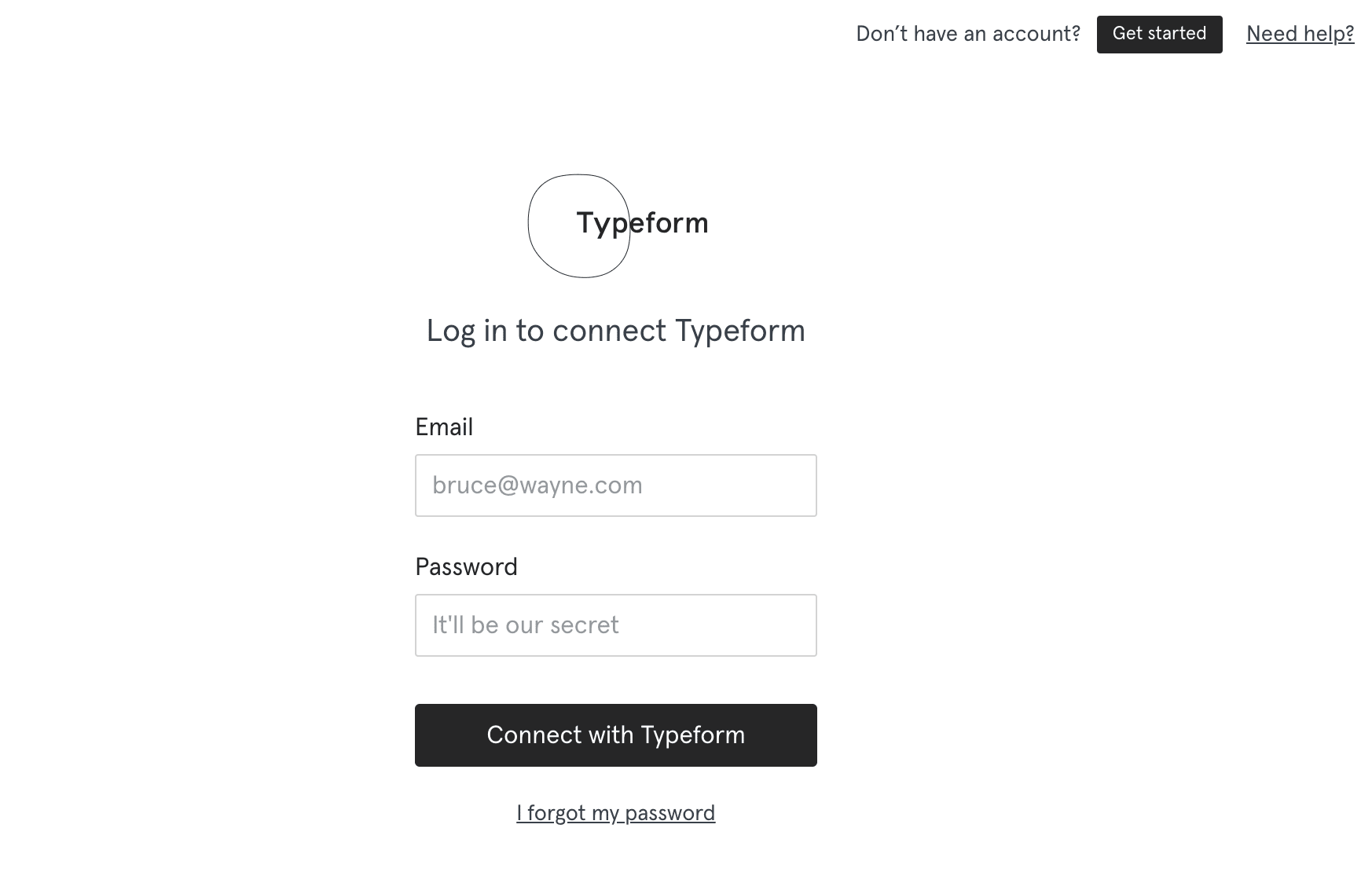 Typeform Login Page image
